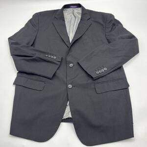 Vinci Suit Sport Coat Blazer Mens 44R Rayon Blend Black DESIGN IN ITALY